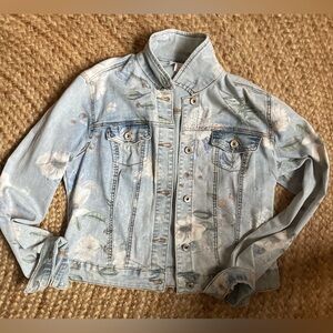 Tribal Denim Jacket with Floral Detail - Light Wash - Medium
